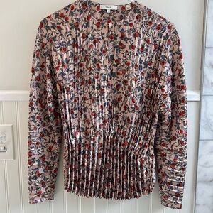 NWT Vince Floral Pleated Top (Size Small)
